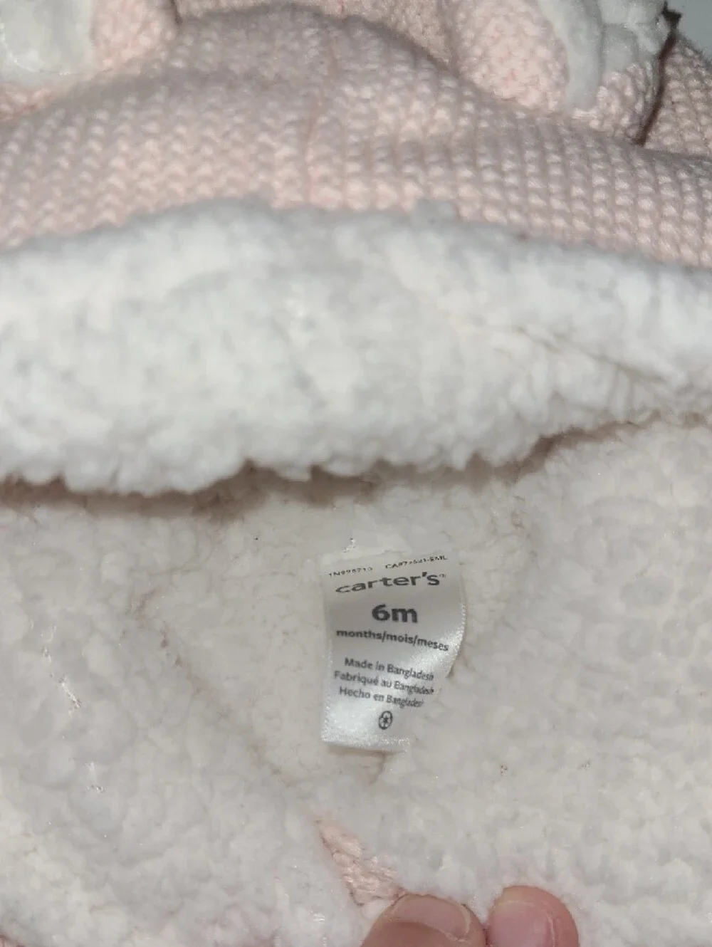 Carter's Light Pink Knit Hooded Jacket with Sherpa Lining Size 6 Months